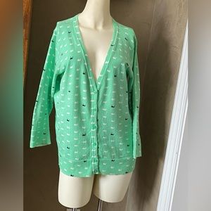 Merona Women Green Cardigan with whale print. Size XL